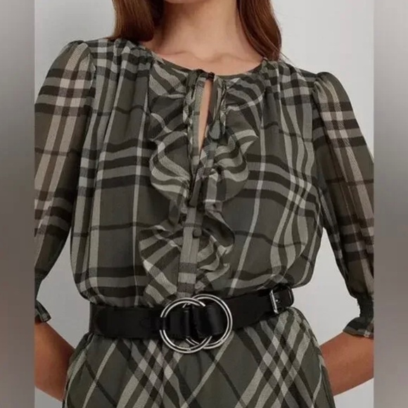 LAUREN Ralph Lauren Green plaited dress SZ 12 - Picture 3 of 7